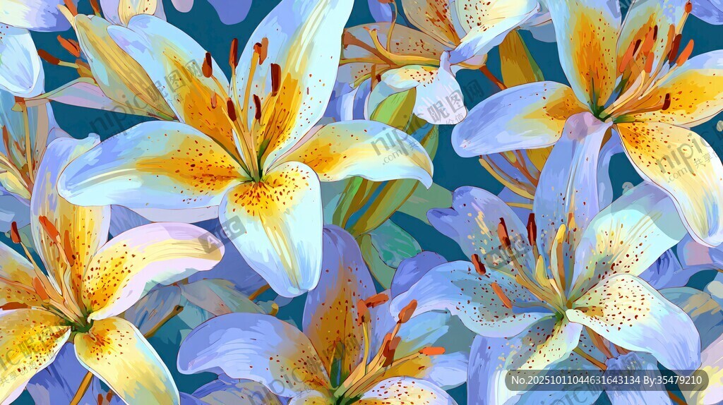 夢幻百合花卉圖案