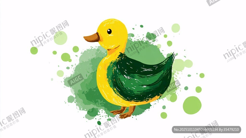 水彩風(fēng)小黃鴨插畫