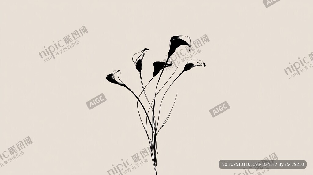 水墨風(fēng)馬蹄蓮簡約插畫
