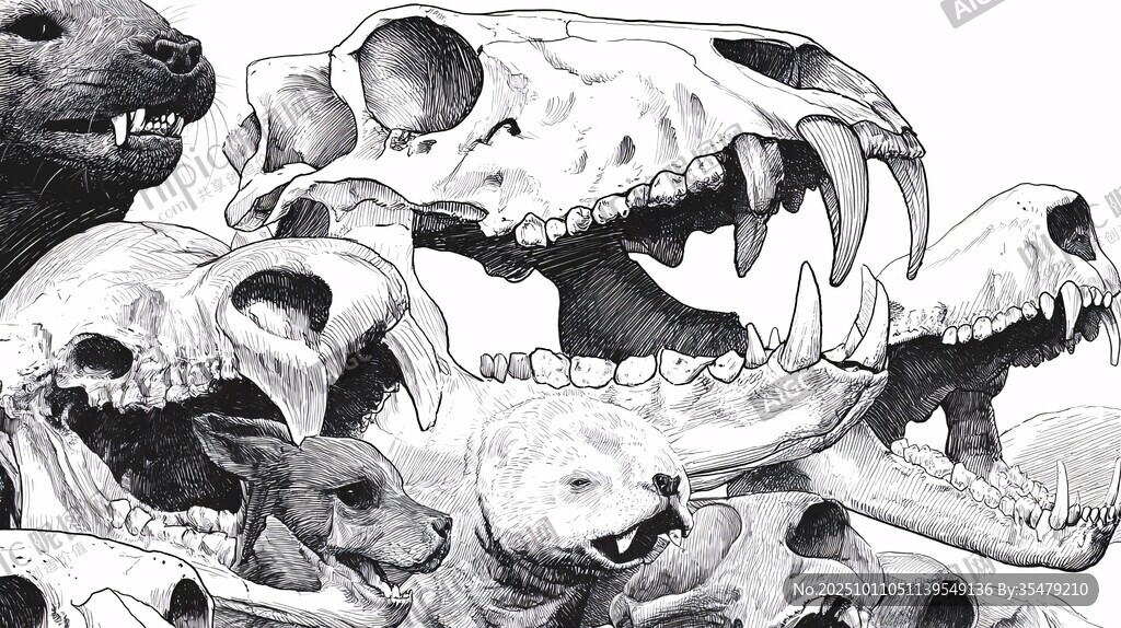 動物頭骨藝術(shù)插畫展示
