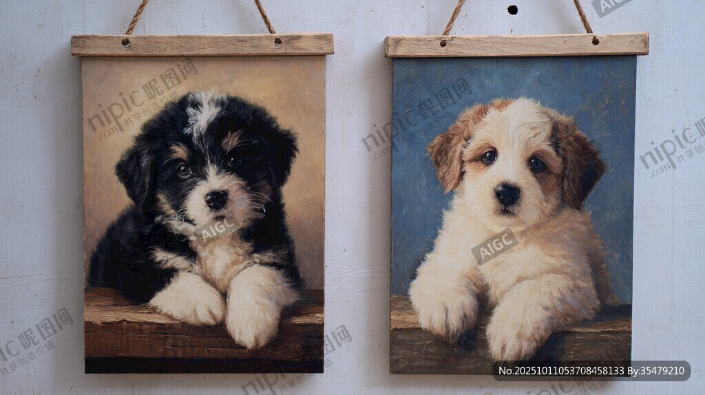 可愛(ài)萌犬掛畫(huà)展示