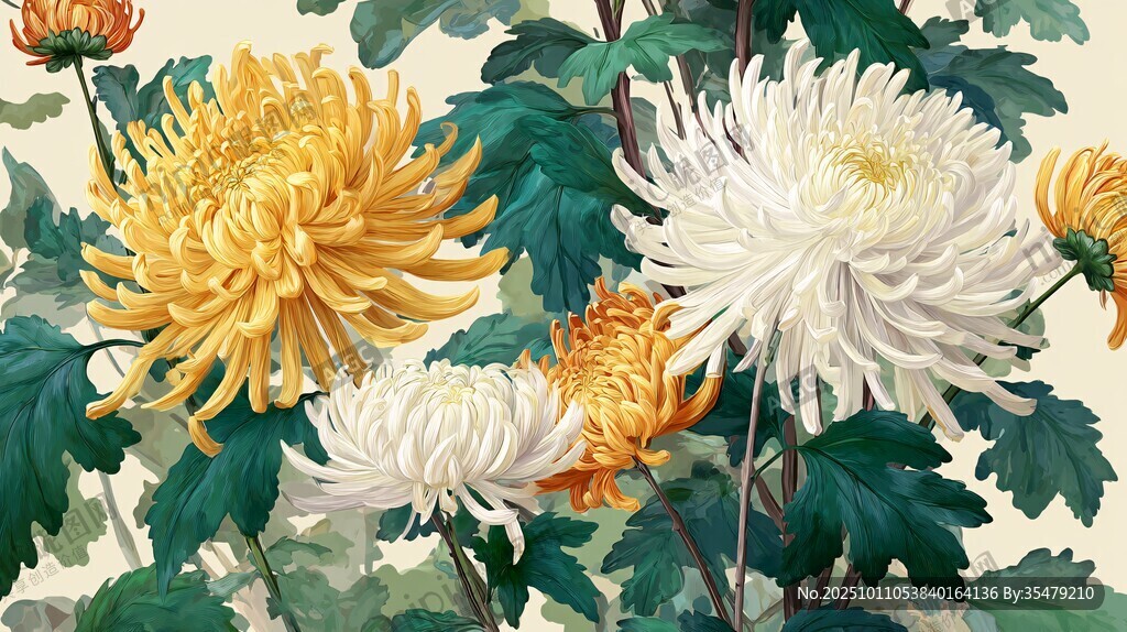 秋菊綻放 雙色菊花之美