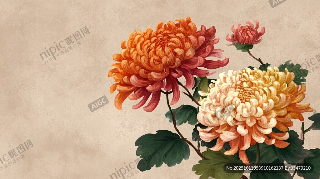 多彩菊花綻放