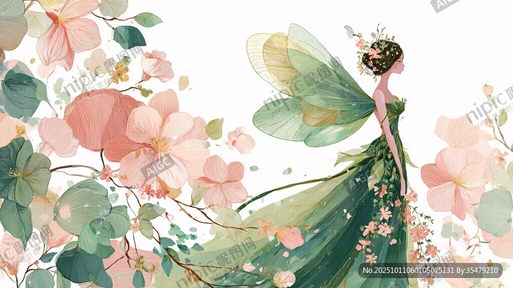 花中仙子女精靈夢幻插畫