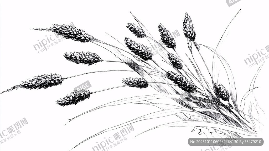 麥穗素描圖