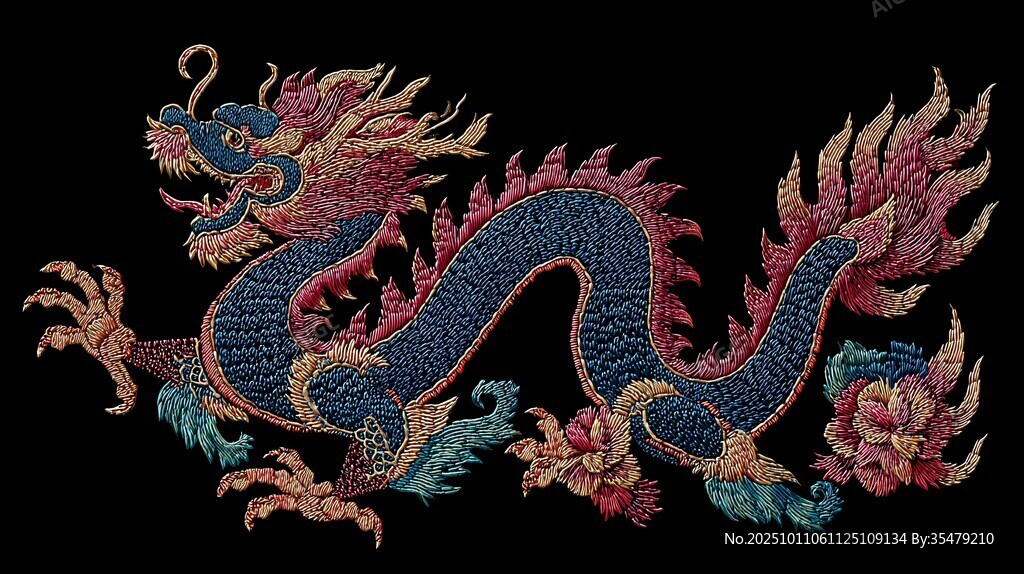 刺繡祥龍圖