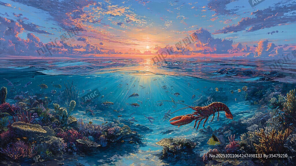 日落時分的海底奇幻景象
