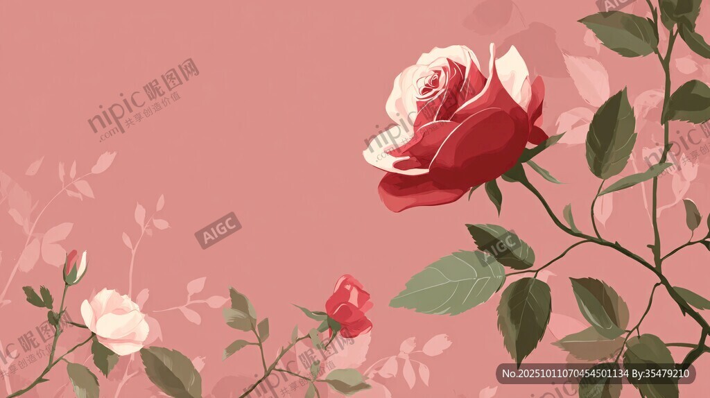 粉色背景上的嬌艷玫瑰花