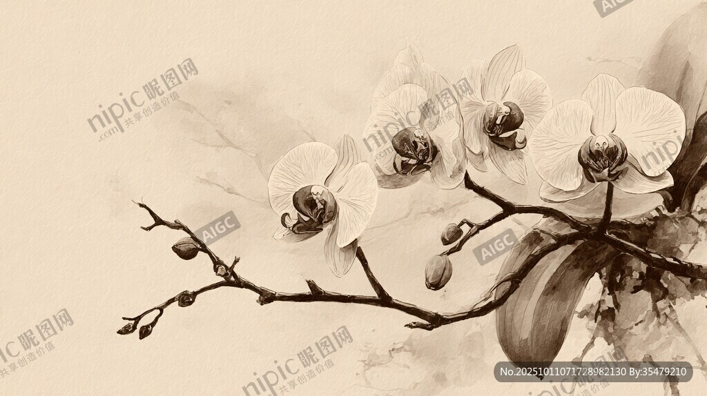 水墨風(fēng)蘭花特寫