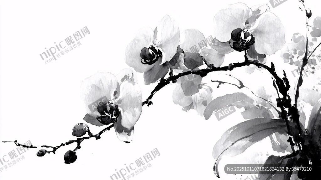 水墨蘭花圖