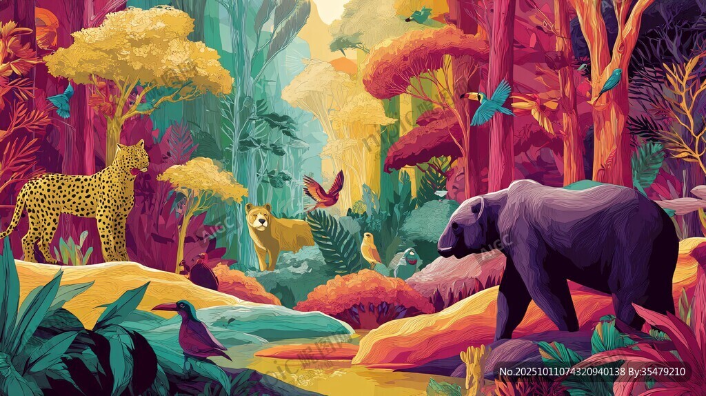 奇幻叢林中的野生動物