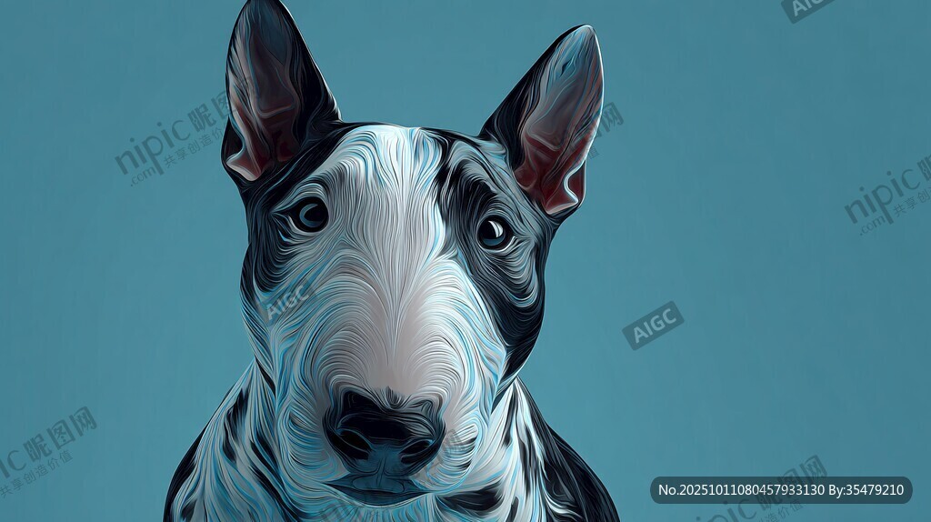 藍背景下的牛頭梗肖像