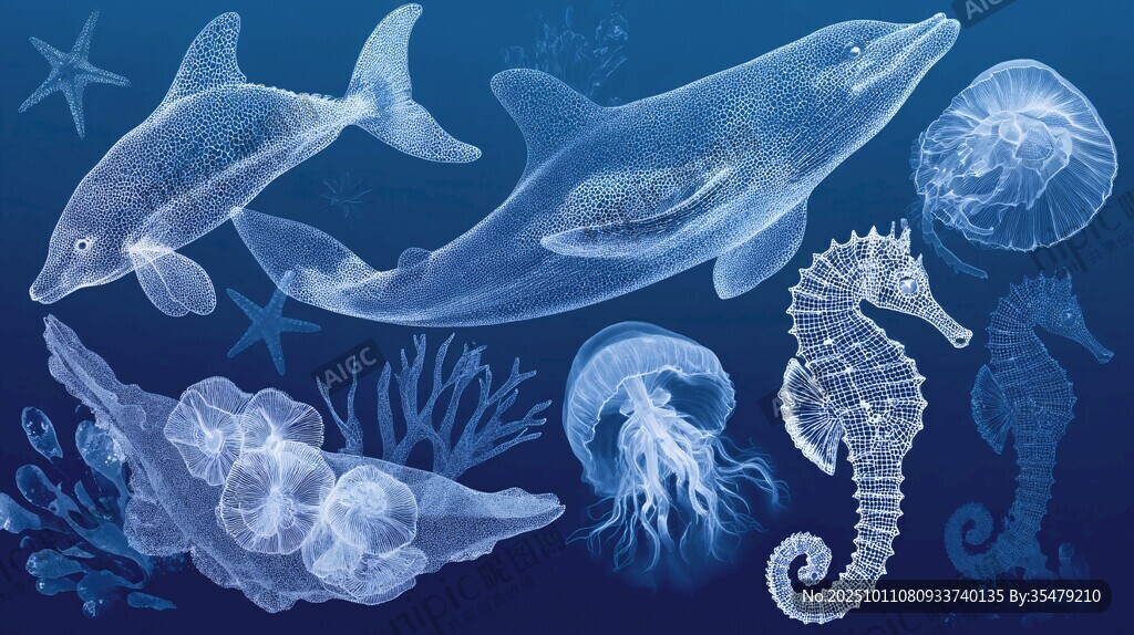 夢(mèng)幻海洋生物插畫集合