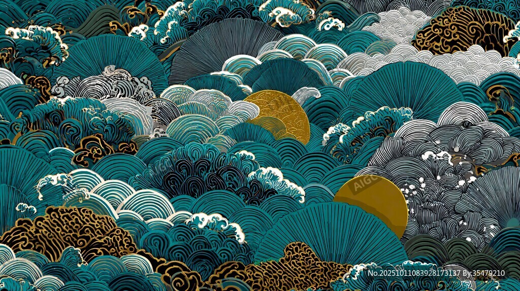 日式海浪紋樣精美圖案