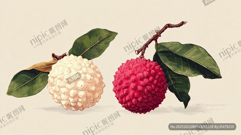 雙色荔枝插畫 清新自然風(fēng)