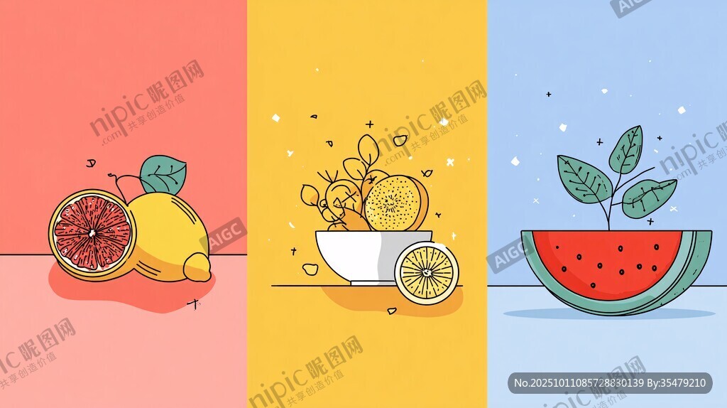 繽紛水果插畫