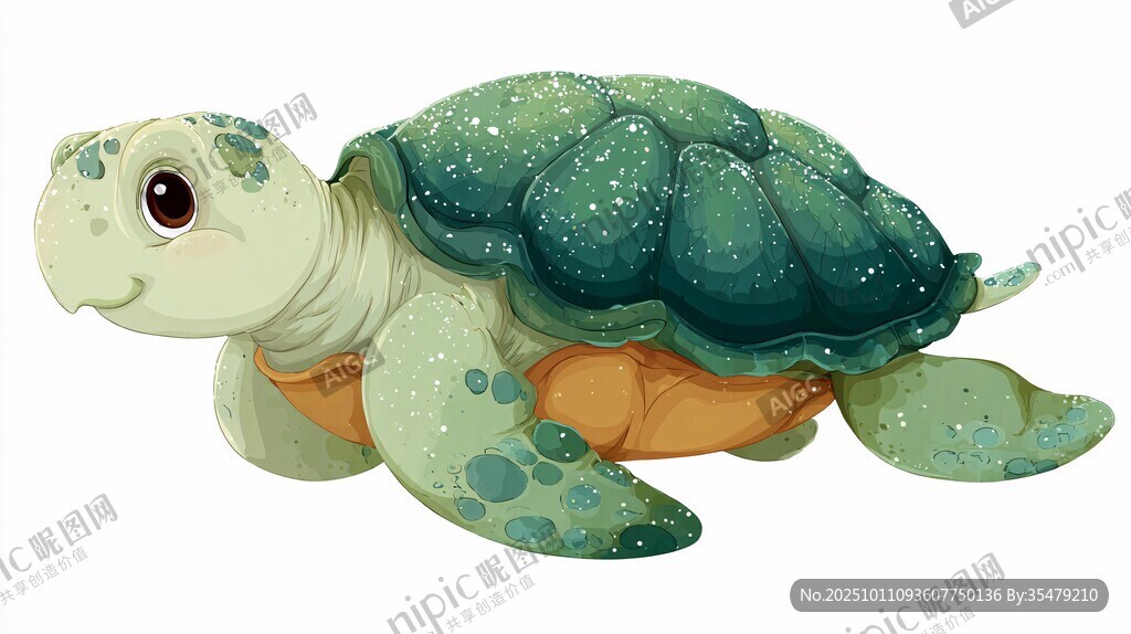 可愛卡通小海龜插畫