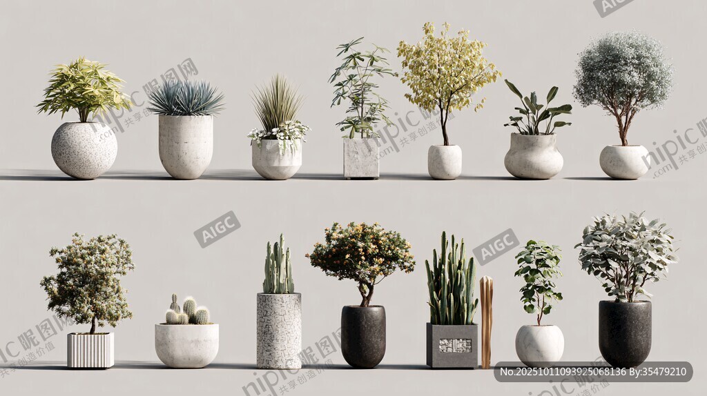 多樣盆栽植物精美展示