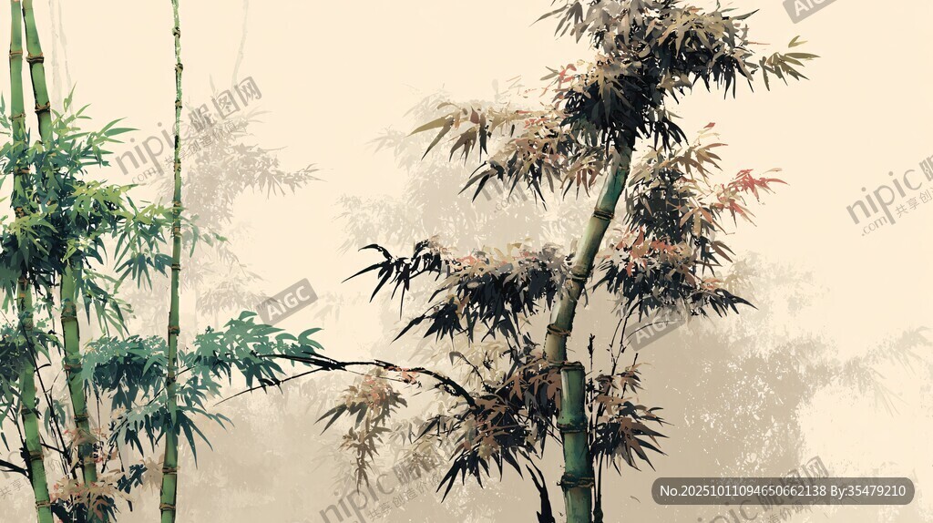 水墨風(fēng)竹林景致
