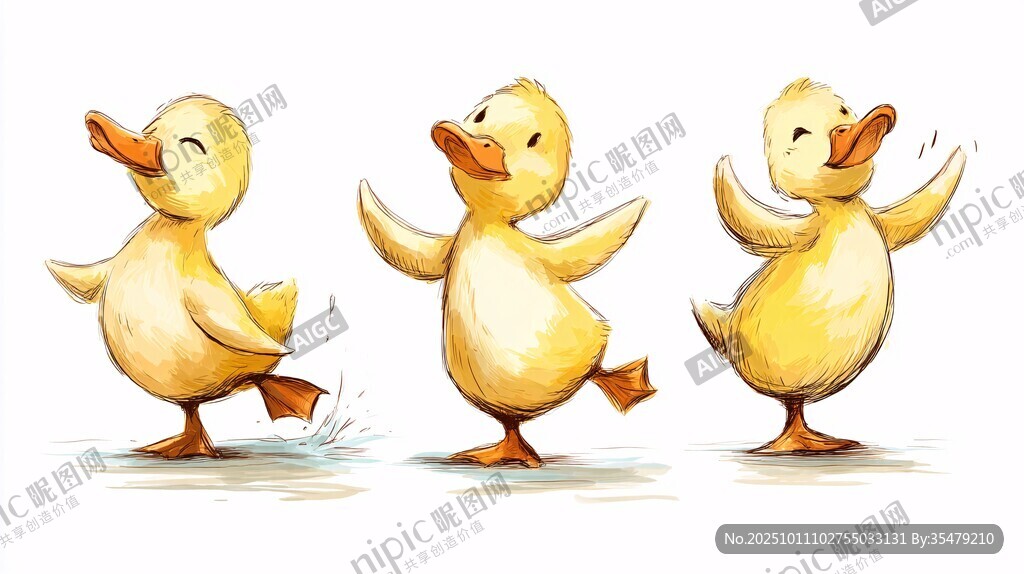 三只萌小鴨歡快起舞