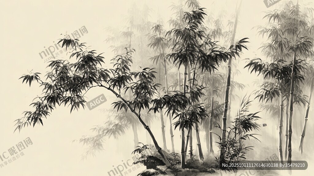 水墨竹林圖
