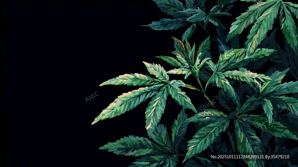 翠綠大麻葉特寫
