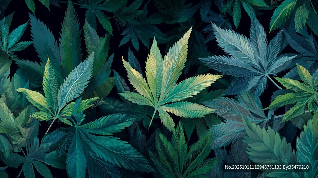 翠綠大麻葉特寫