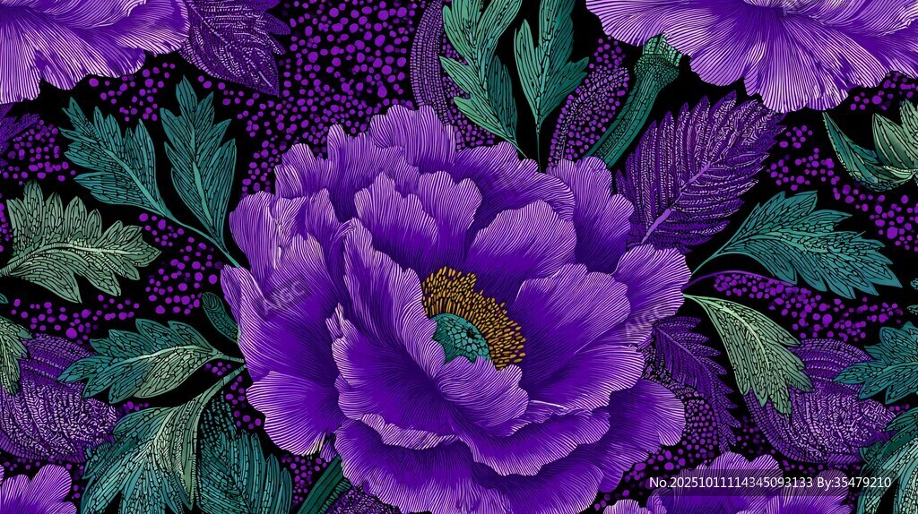 紫色牡丹花卉圖案背景