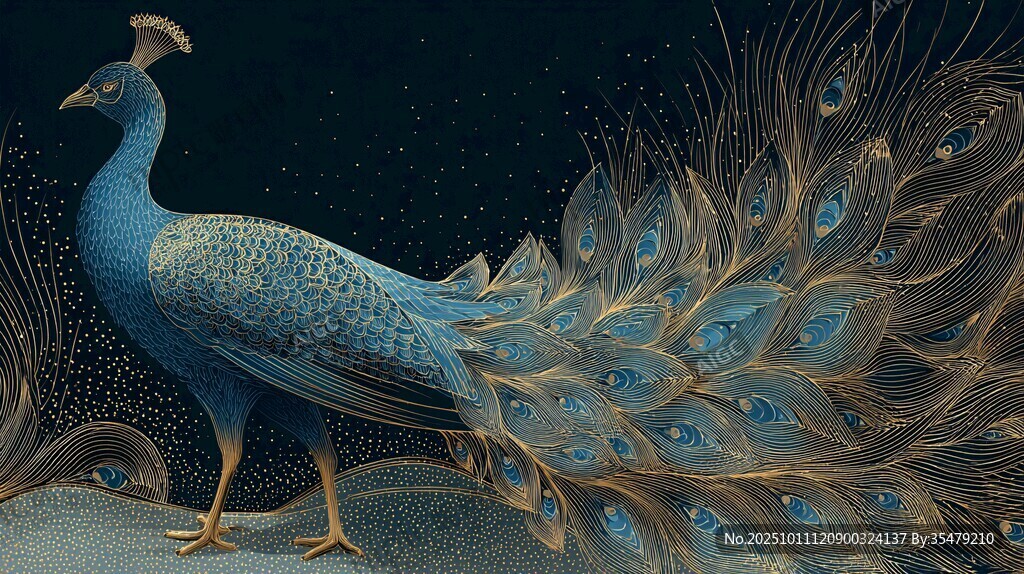 藍(lán)孔雀開(kāi)屏 夜色中的美麗
