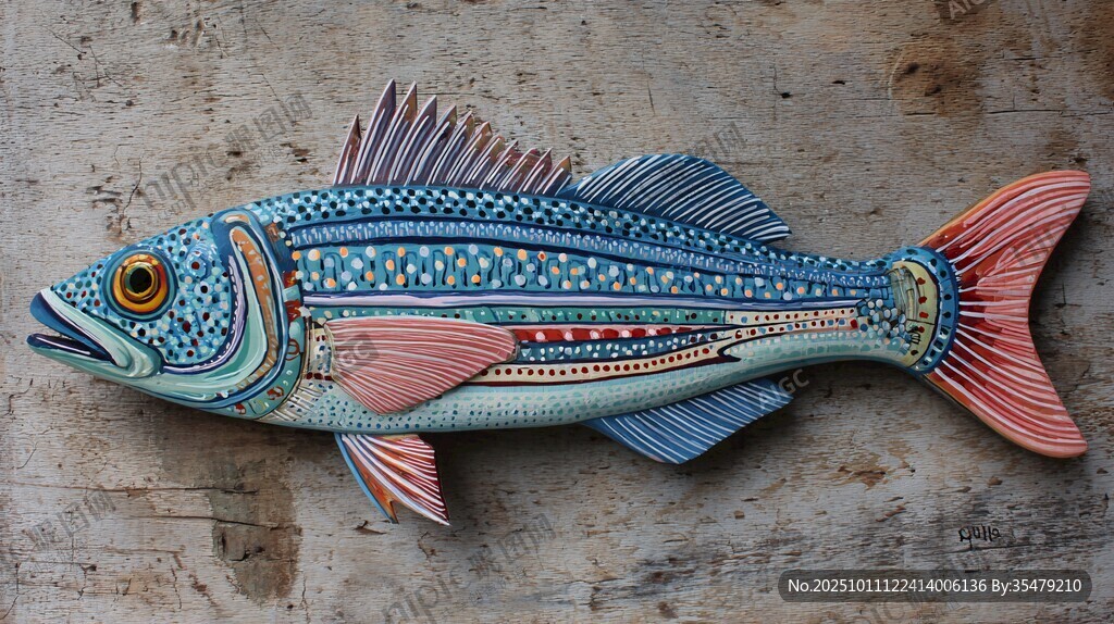 彩色木雕魚工藝品展示