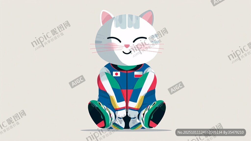 可愛坐姿貓咪 多彩服飾
