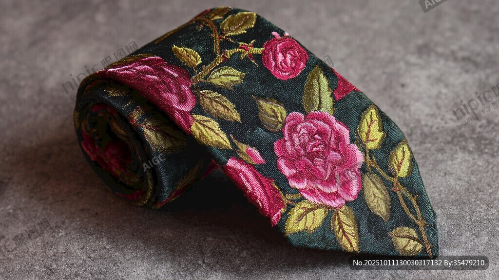 復古花卉刺繡領(lǐng)帶