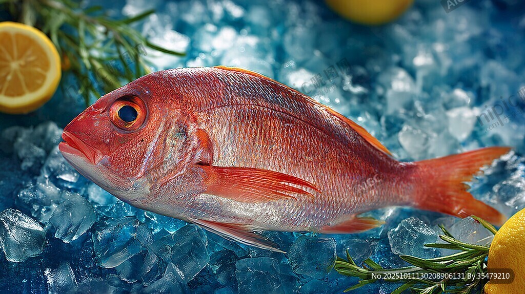 冰鮮紅魚配檸檬迷迭香