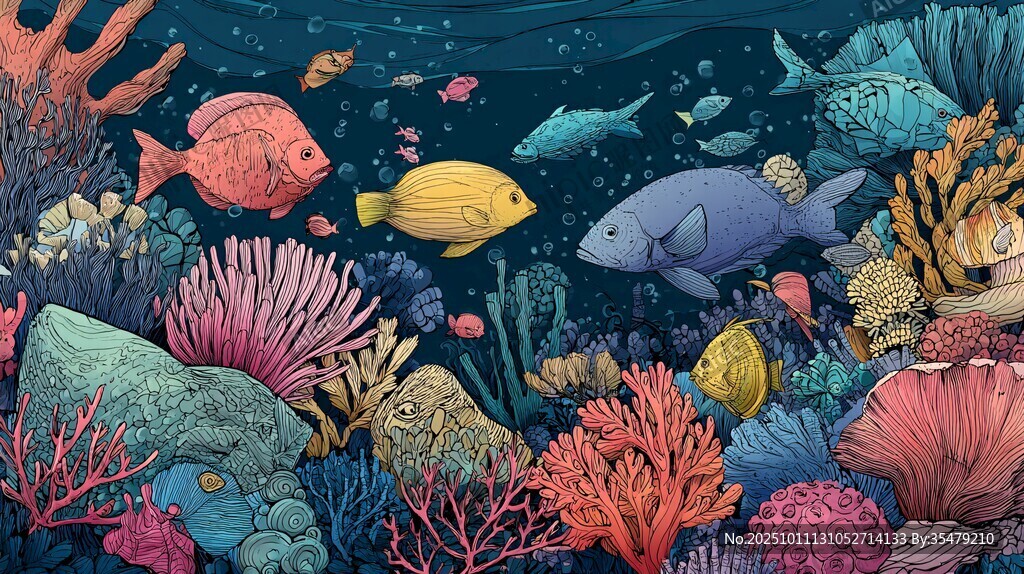 夢幻海底世界的多彩魚類