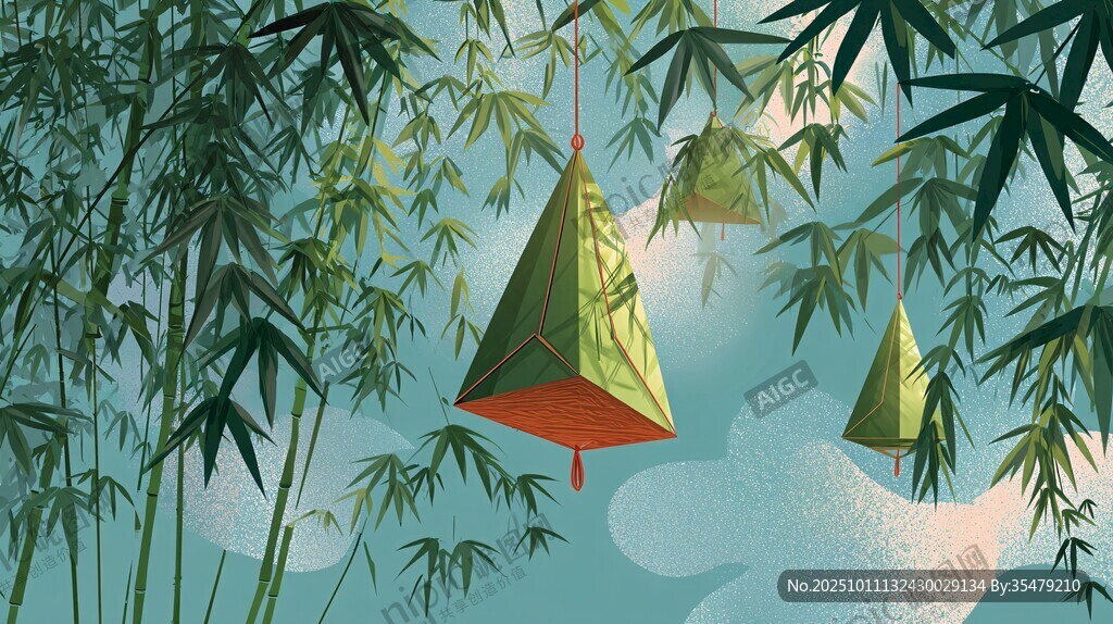竹林間的端午創(chuàng)意紙粽