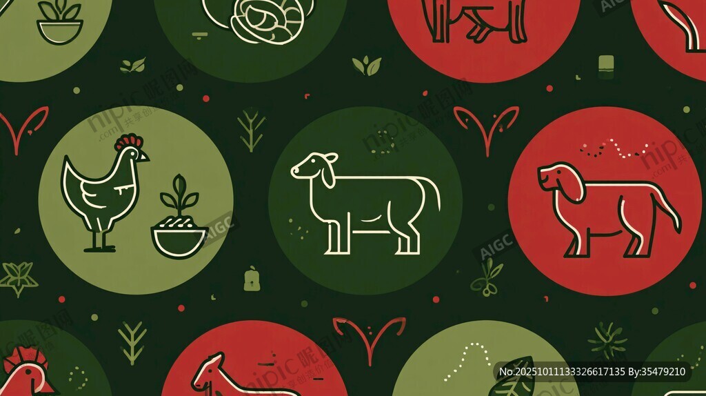 農(nóng)場動物圖案無縫背景圖