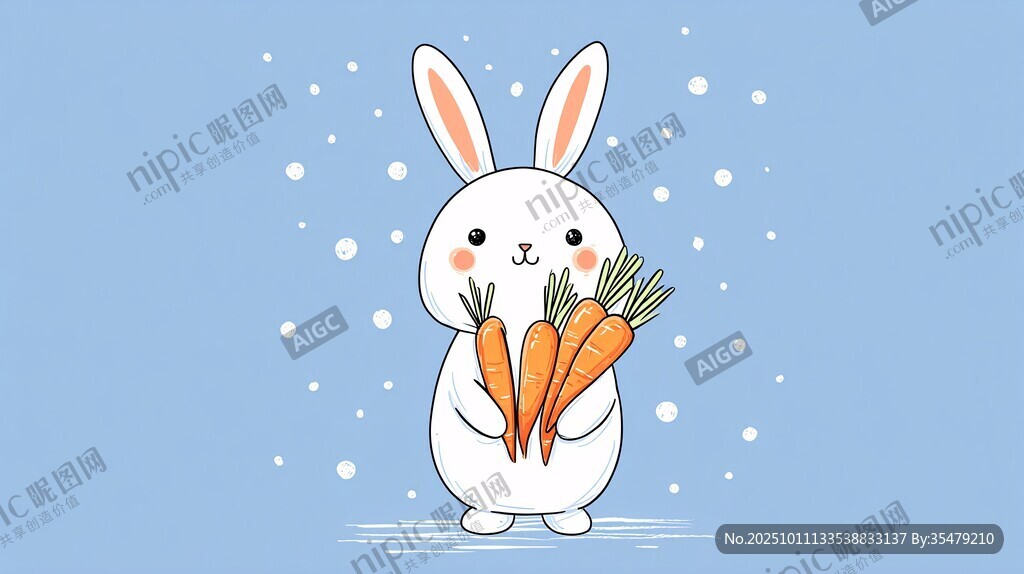 可愛(ài)白兔抱胡蘿卜插畫(huà)