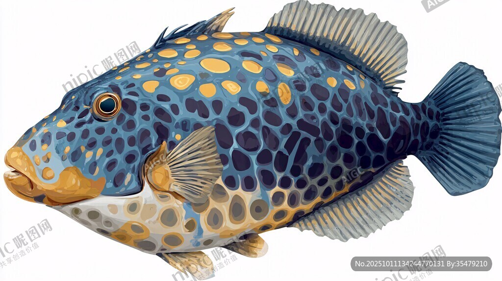 藍(lán)斑花紋魚的精美插畫