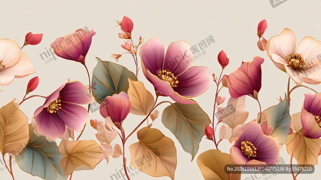 夢(mèng)幻花卉圖案 清新唯美風(fēng)