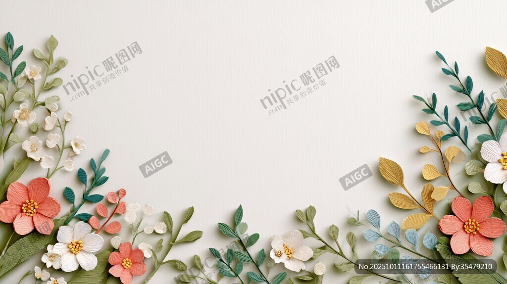 紙藝花卉邊框裝飾圖