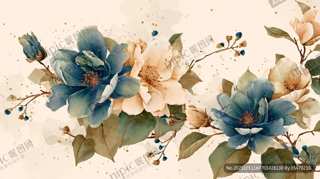 復(fù)古風(fēng)花卉裝飾圖案