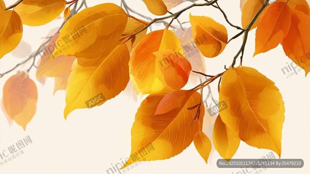 金秋黃葉枝頭美如畫(huà)