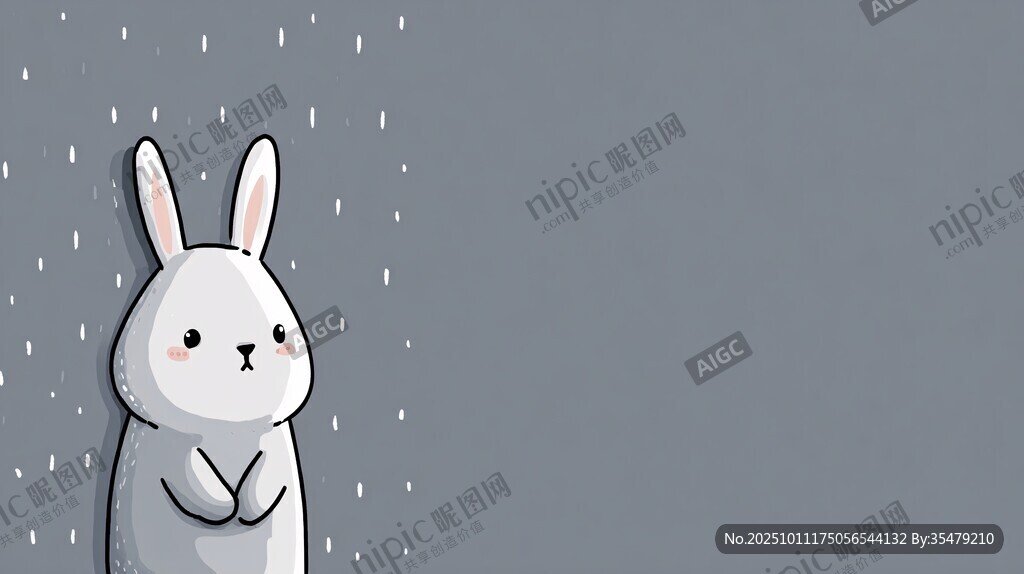 雨中白兔的可愛瞬間