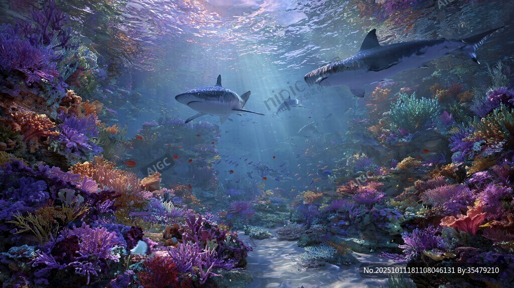 夢幻海底世界的鯊魚巡游