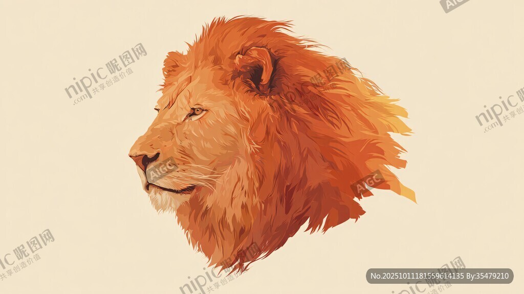 雄獅頭像 藝術風格插畫