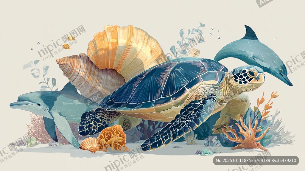 海龜與海豚的海底奇遇