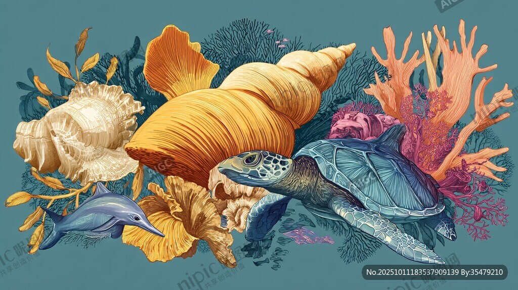 海底生物與繽紛貝殼景觀