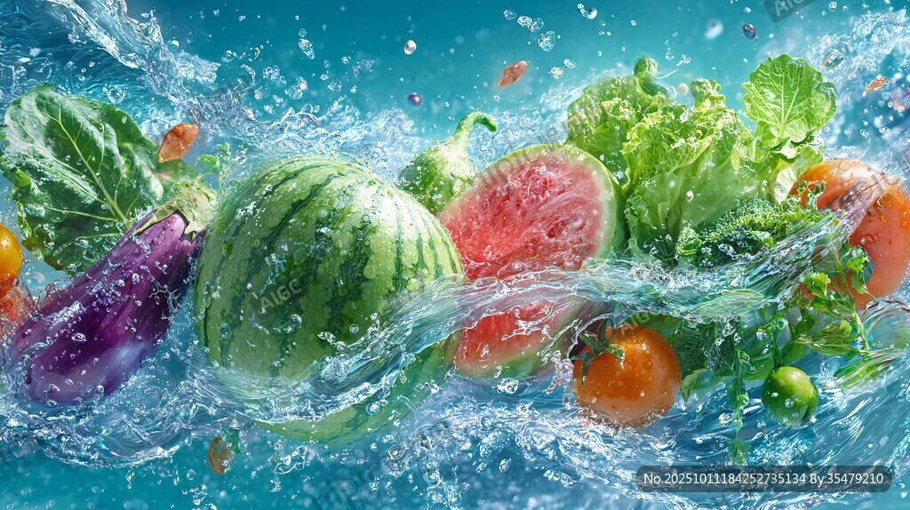 水花中的繽紛果蔬世界