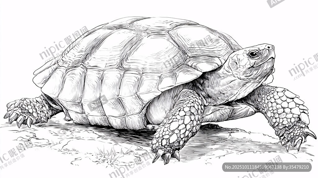 烏龜素描圖