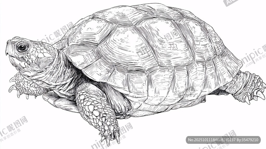 烏龜素描圖